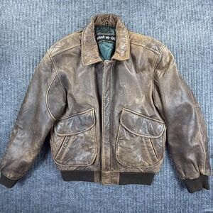 Vintage Wear Me Out Jacket Mens 40 Brown Leather Bomber Quilted Lined Korea 80s